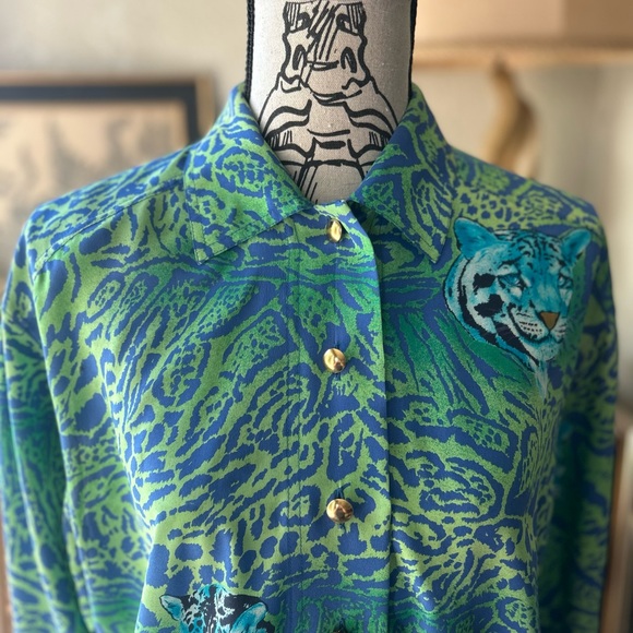 🎃Escada Tiger Print Blouse Circa 1980’s - Picture 5 of 5